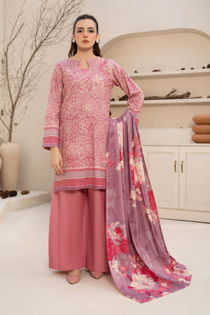 3 Piece Unstitched Pink Printed Khaddar - (Vol-111/10)D2 - SAFANOOOR