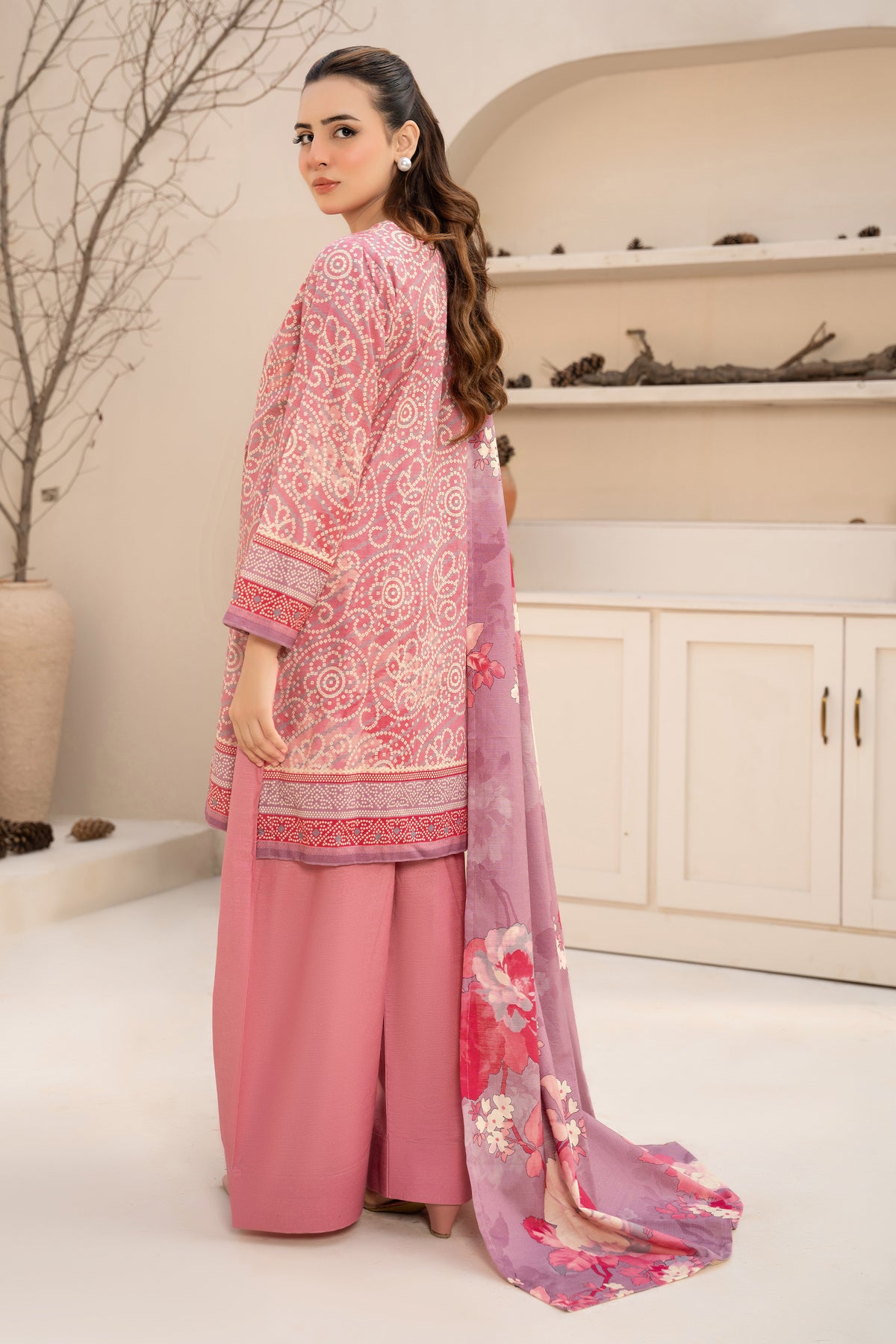 3 Piece Unstitched Pink Printed Khaddar - (Vol-111/10)D2 - SAFANOOOR