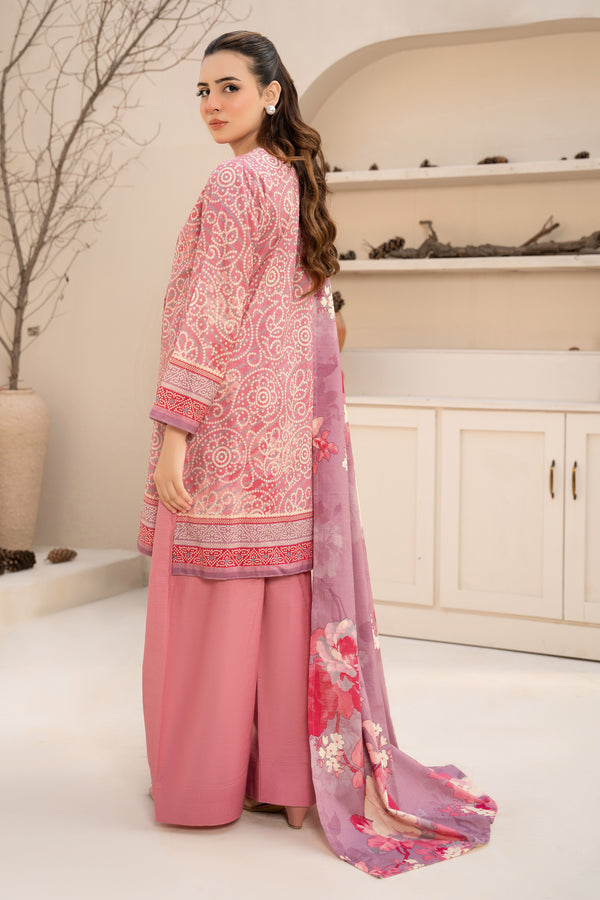 3 Piece Unstitched Pink Printed Khaddar - (Vol-111/10)D2 - SAFANOOOR