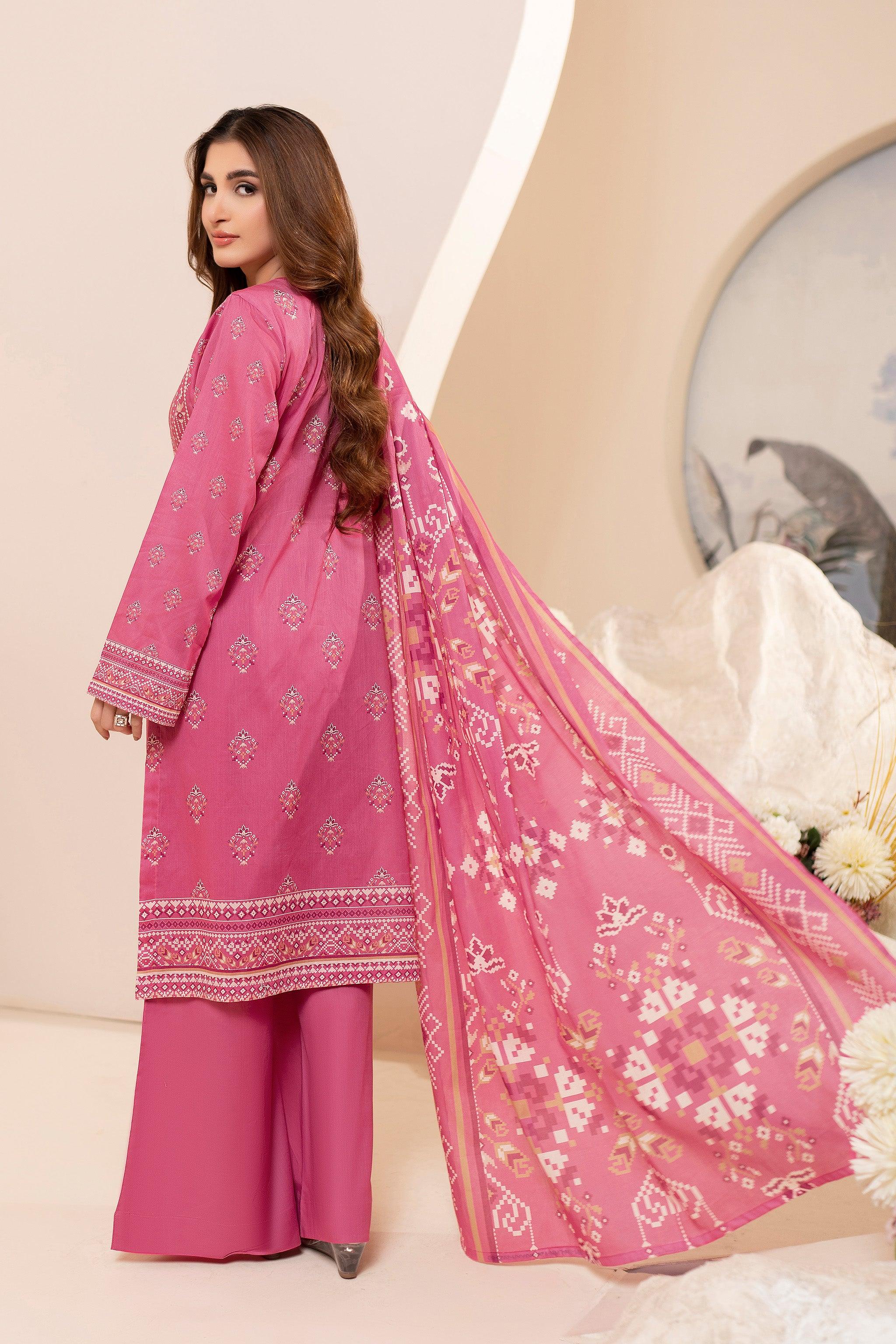 3 Piece Unstitched Pink Printed Lawn - (Vol-100/20)3P-S-25-D8 - SAFANOOR