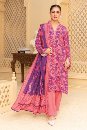 3 Piece Unstitched Pink Printed Linen - (Vol-114/08)D2 - SAFANOOOR