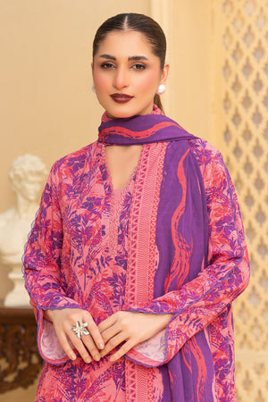 3 Piece Unstitched Pink Printed Linen - (Vol-114/08)D2 - SAFANOOOR