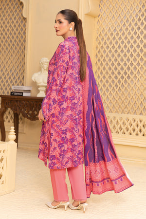 3 Piece Unstitched Pink Printed Linen - (Vol-114/08)D2 - SAFANOOOR
