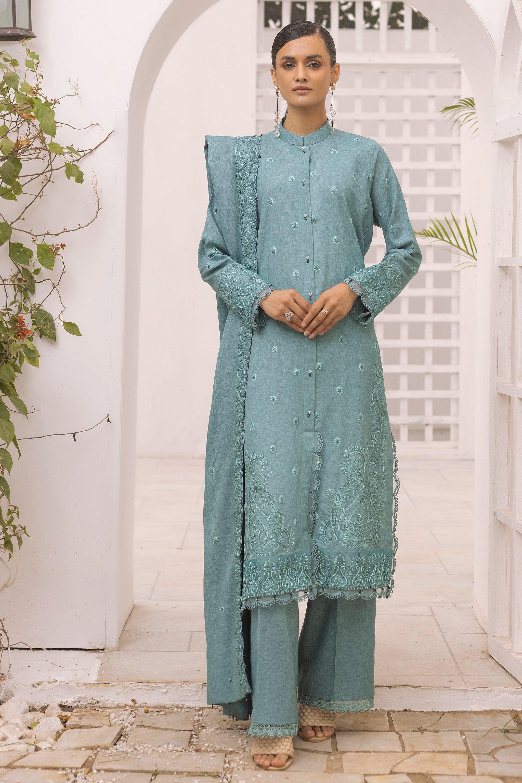 3 Piece Unstitched Powder Blue - SafaNoor