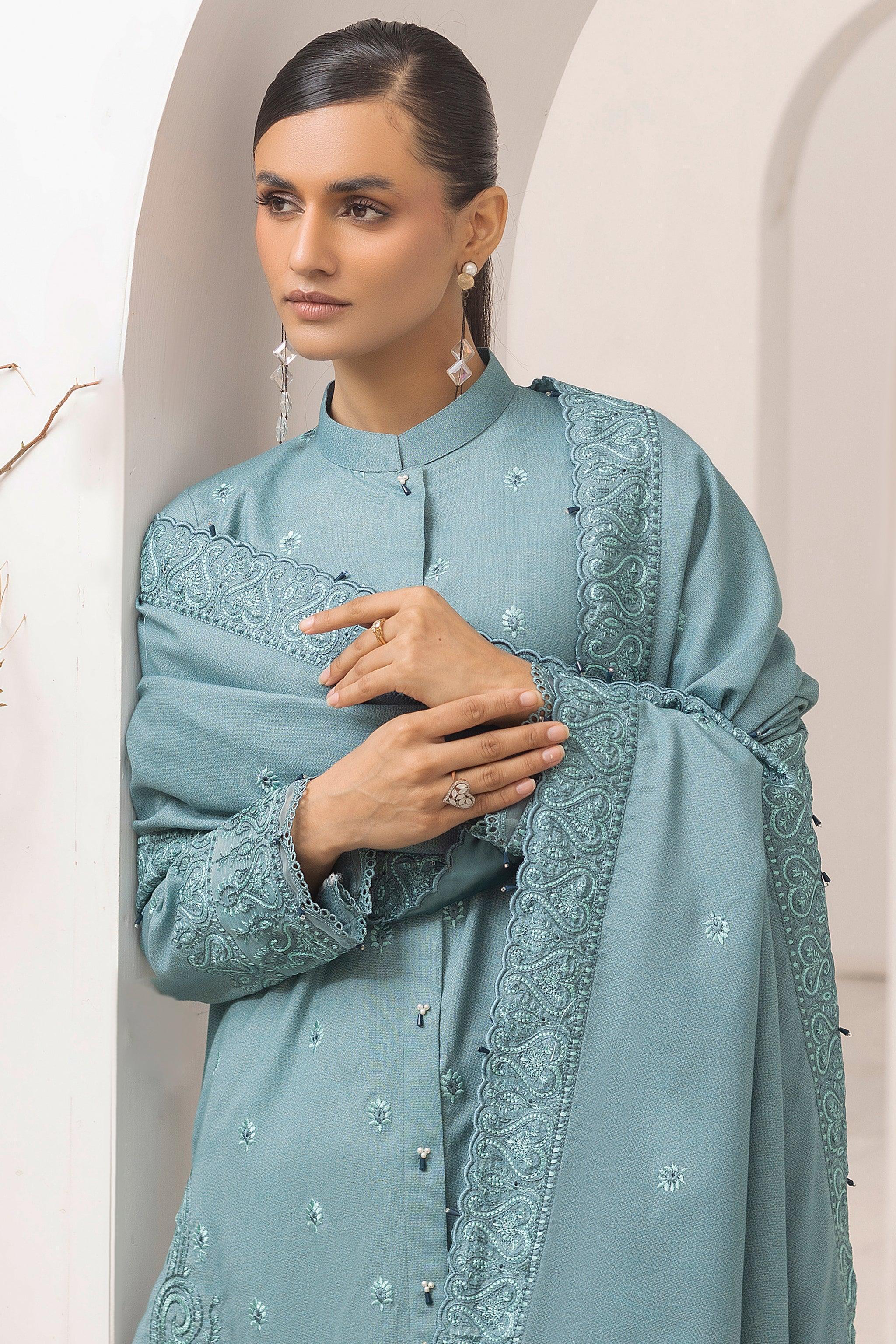 3 Piece Unstitched Powder Blue - SafaNoor