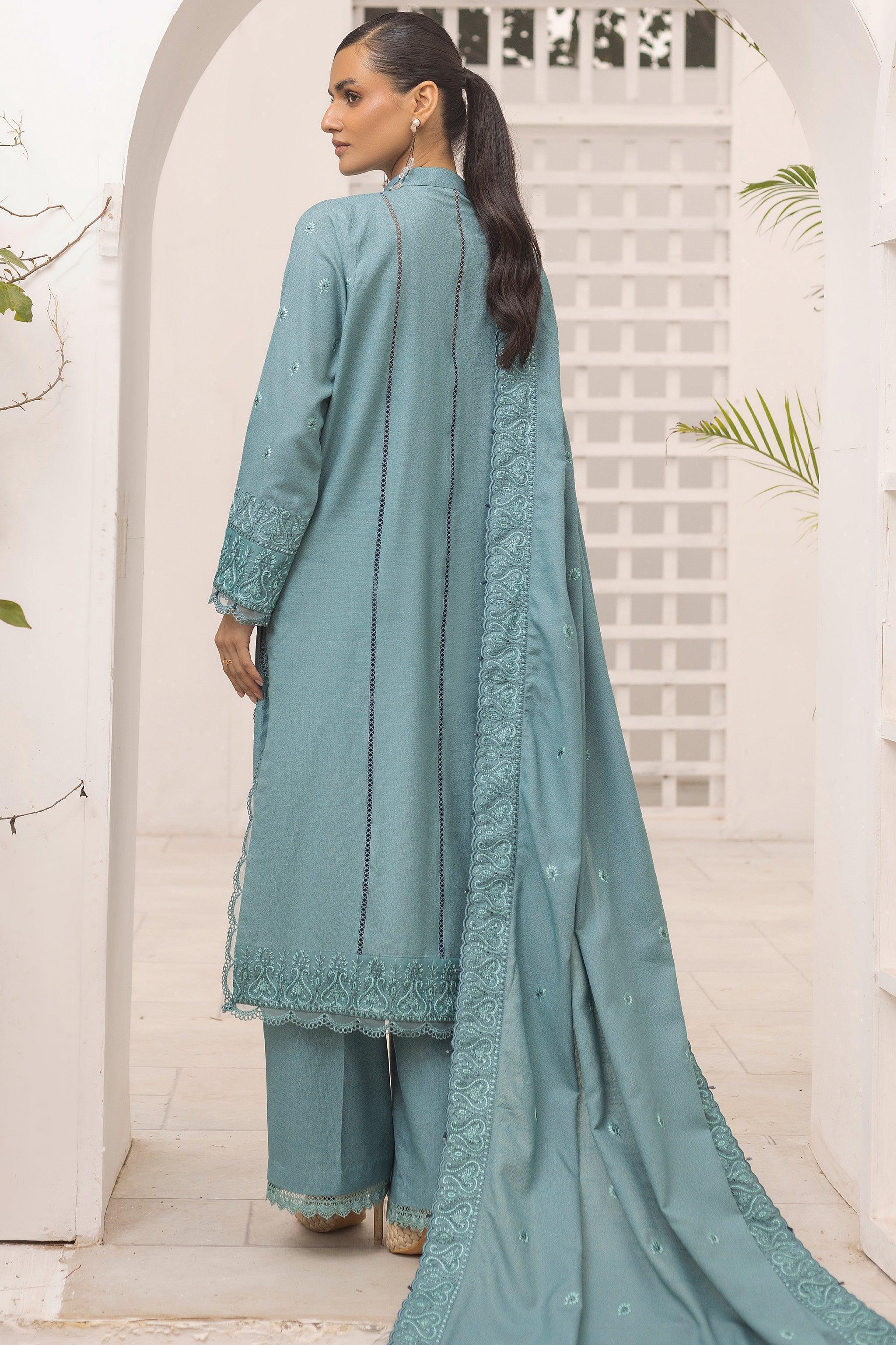 3 Piece Unstitched Powder Blue - SafaNoor