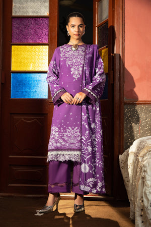 3 Piece Unstitched Purple Embroidered Linen - (Vol-113/01)D9 - SAFANOOOR