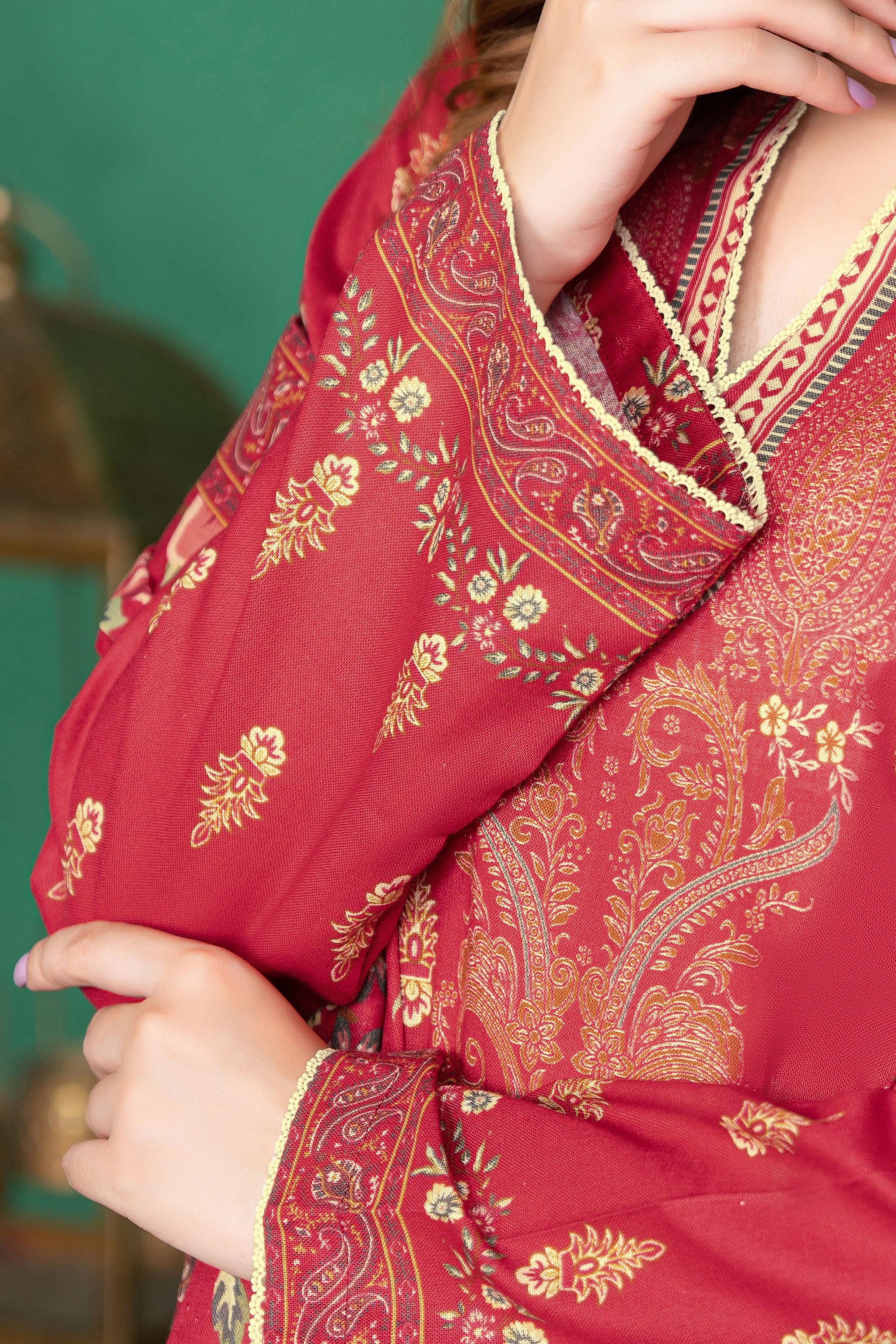 3 Piece Unstitched Red Printed Cotton - (Vol-110/13)D9 - SAFANOOOR