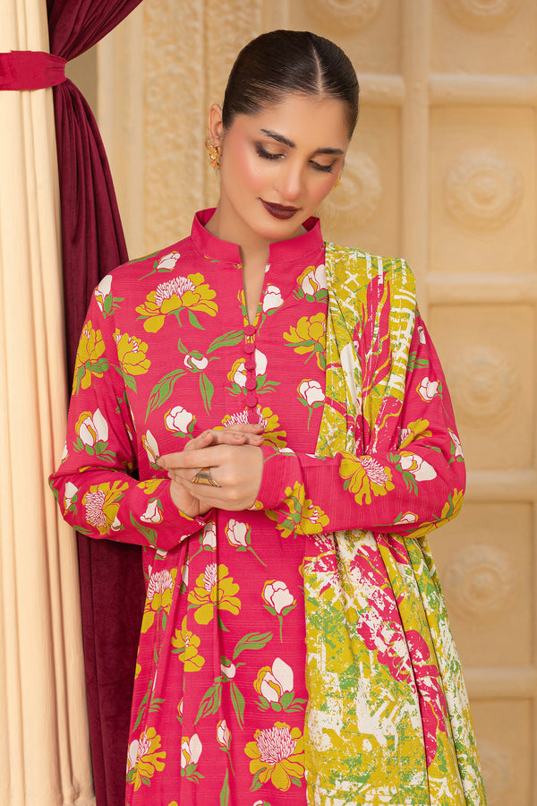 3 Piece Unstitched Red Printed Linen - (Vol-114/08)D4 - SAFANOOOR