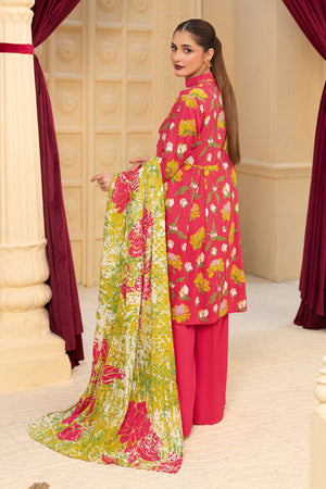 3 Piece Unstitched Red Printed Linen - (Vol-114/08)D4 - SAFANOOOR