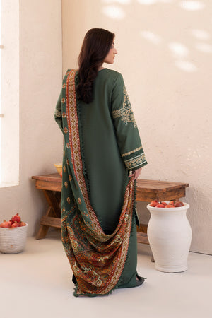 3 Piece Unstitched Rifle Green Premium Embroidered Lawn - Safa Noor