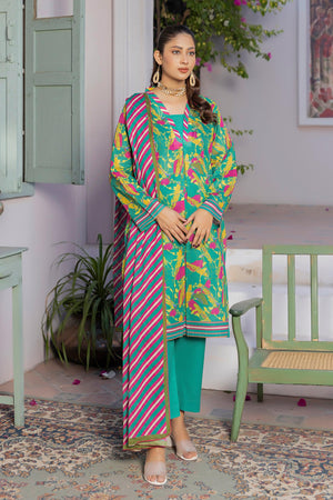 3 Piece Unstitched Sea Green Printed Lawn - (Vol-87/21)3P-S-25-D8 -SafaNoor