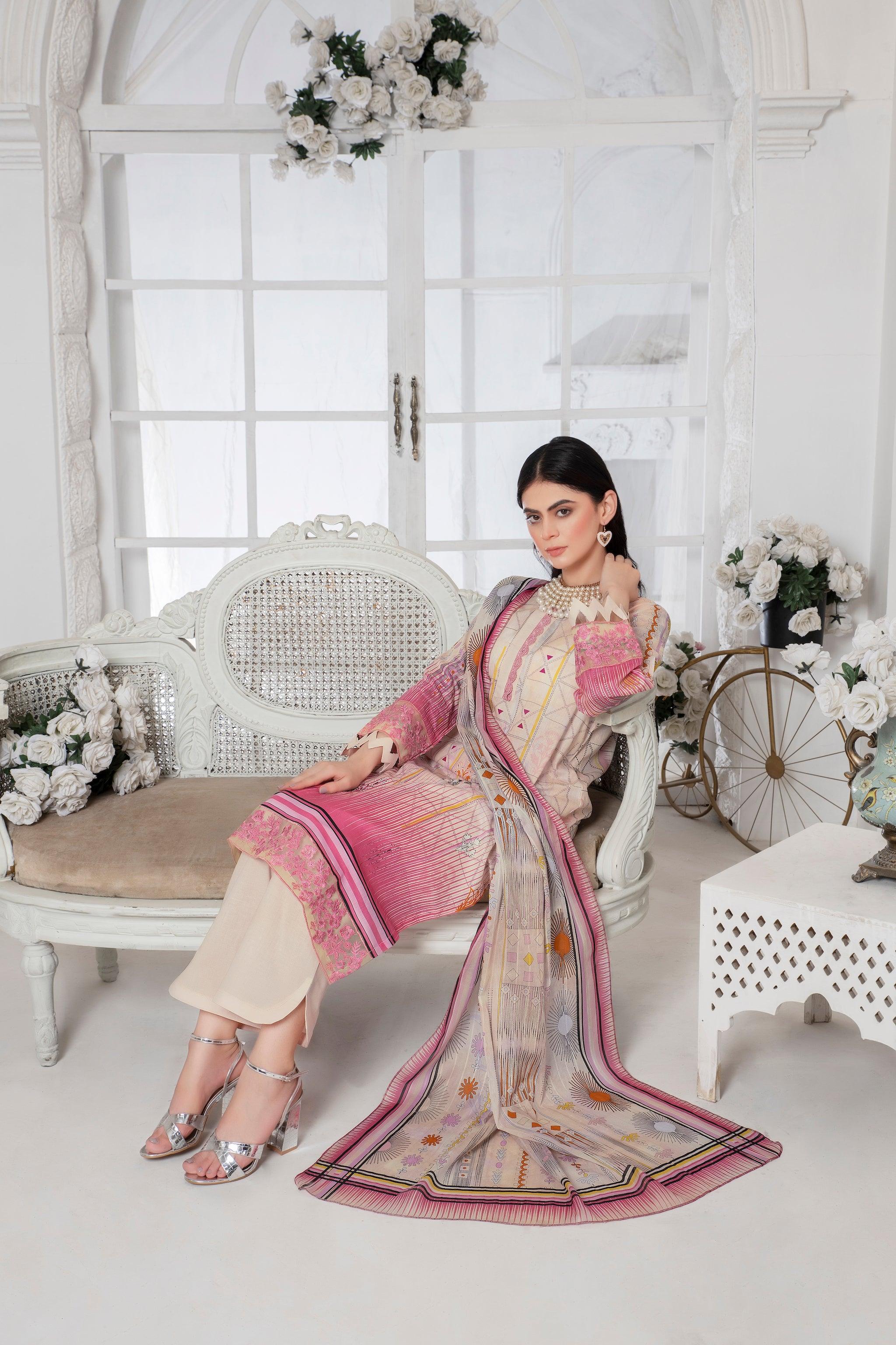 3 Piece Unstitched Skin Embroidered Lawn - (Vol-67/17)3P-S-24-D-11 - SAFANOOR