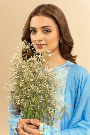 3 Piece Unstitched Sky Blue Premium Embroidered Jacquard Lawn Suit By Safa Noor Summer 2026 Dahlia Collection