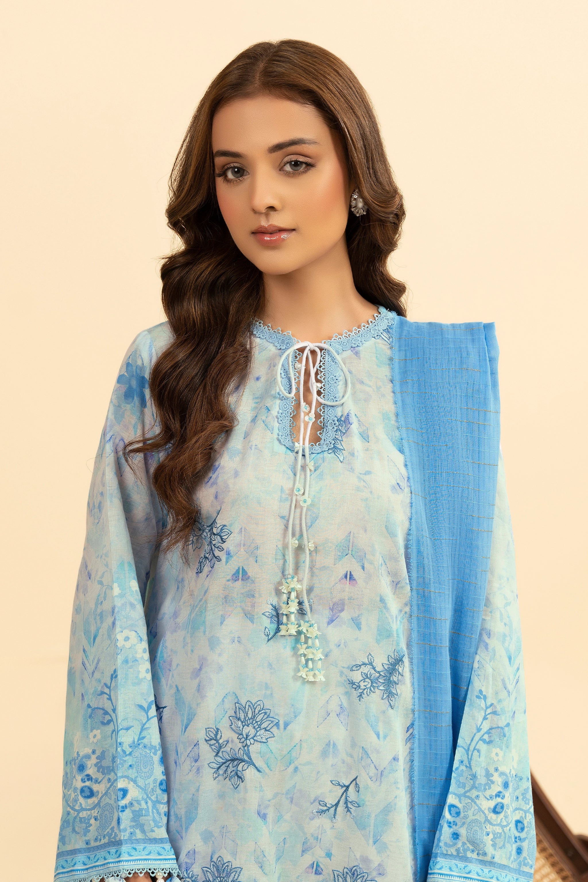 3 Piece Unstitched Sky Blue Premium Embroidered Jacquard Lawn Suit By Safa Noor Summer 2026 Dahlia Collection
