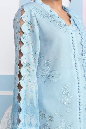3 Piece Unstitched Sky Blue Printed Lawn - (Vol-107/09)3P-S-25-D7 - SAFANOOR
