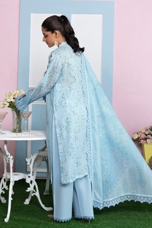 3 Piece Unstitched Sky Blue Printed Lawn - (Vol-107/09)3P-S-25-D7 - SAFANOOR