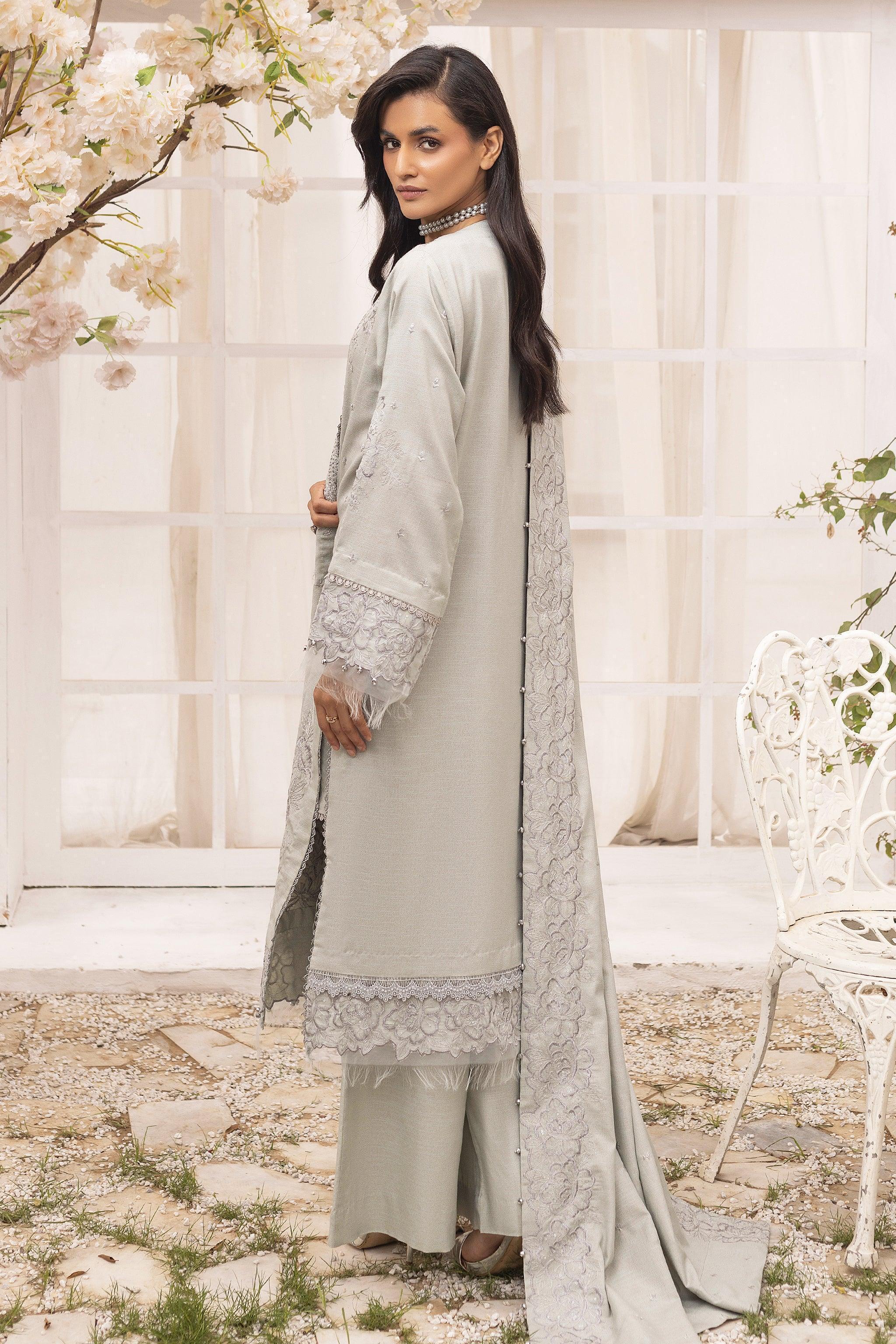 3 Piece Unstitched Smoke Grey - SafaNoor