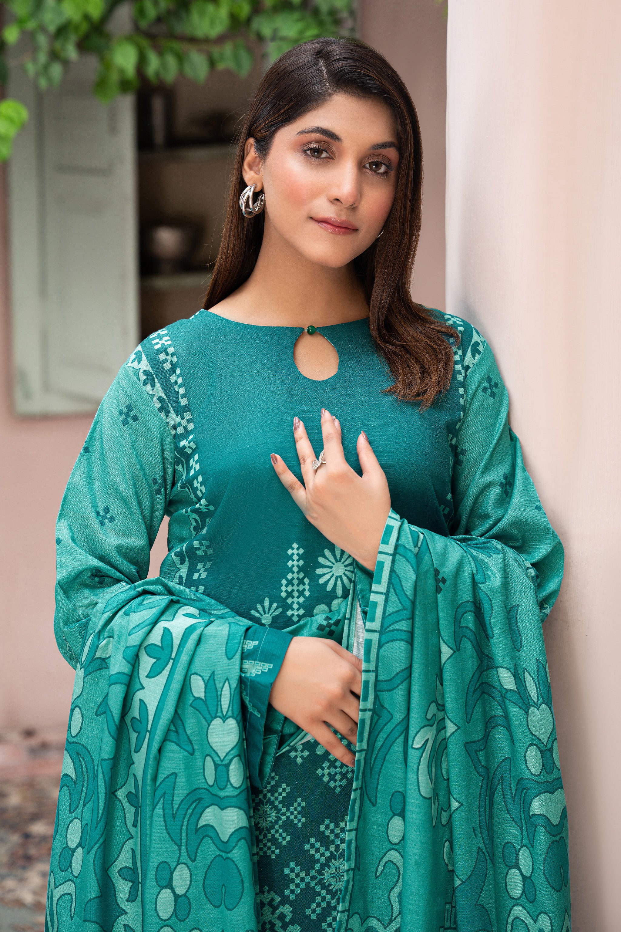 3 Piece Unstitched Teal Printed Khaddar - (Vol-111/11)D11 - SAFANOOOR