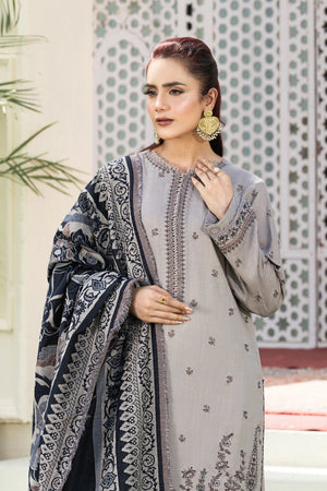 3 Piece Unstitched Texture Dye Gray Embroidered Suit