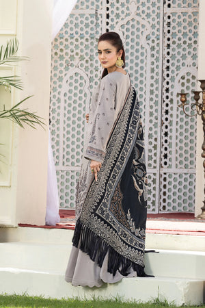 3 Piece Unstitched Texture Dye Gray Embroidered Suit