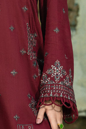 3 Piece Unstitched Texture Dye Maroon Embroidered Suit