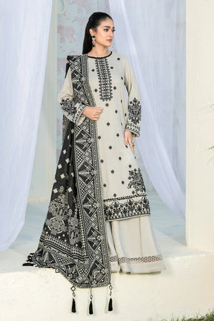 3 Piece Unstitched Texture Dye Moon Mist Embroidered Suit