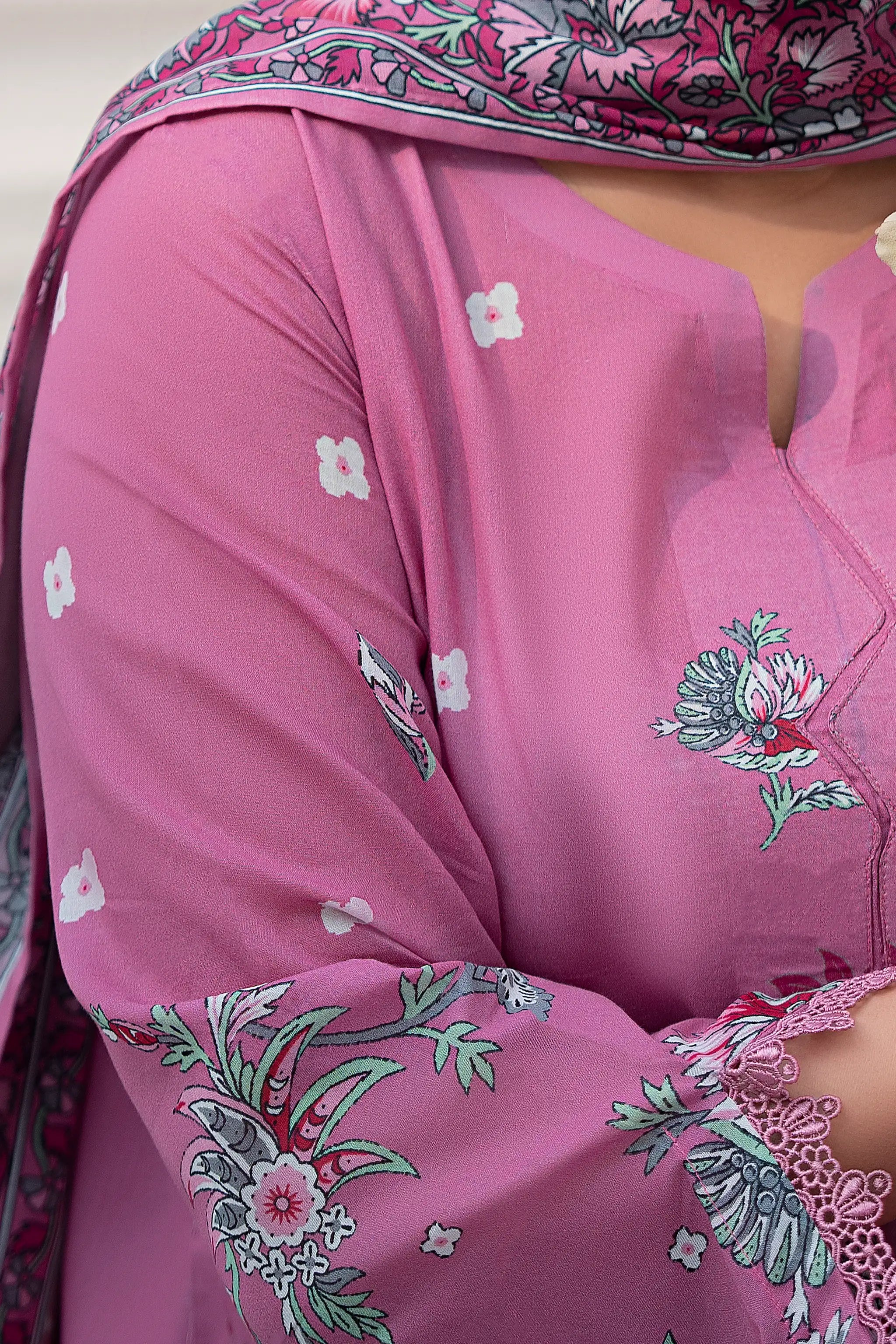 3 Piece Unstitched Thulian Pink Premium Printed Lawn Suit by Safa Noor Nigaah Collection Summer 2026