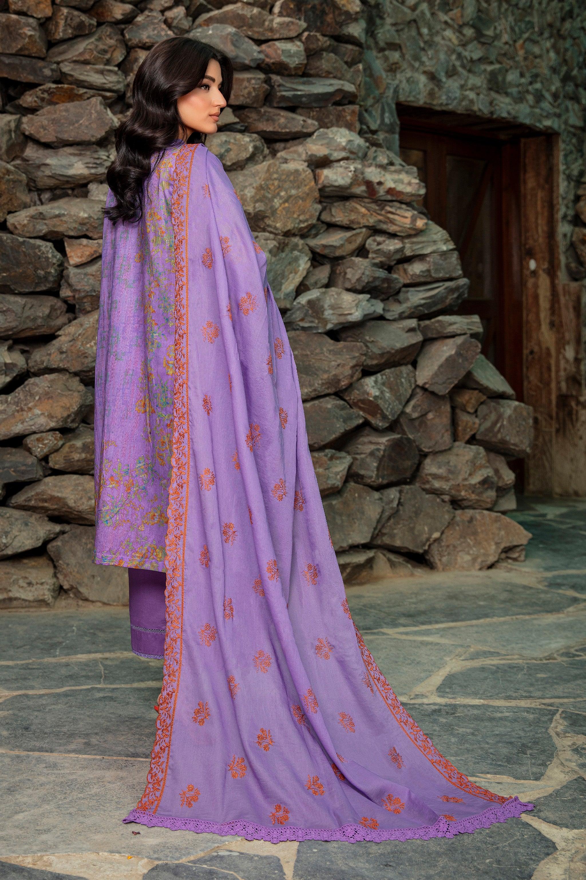 3 Piece Unstitched Wisteria Embroidered Lawn - SafaNoor