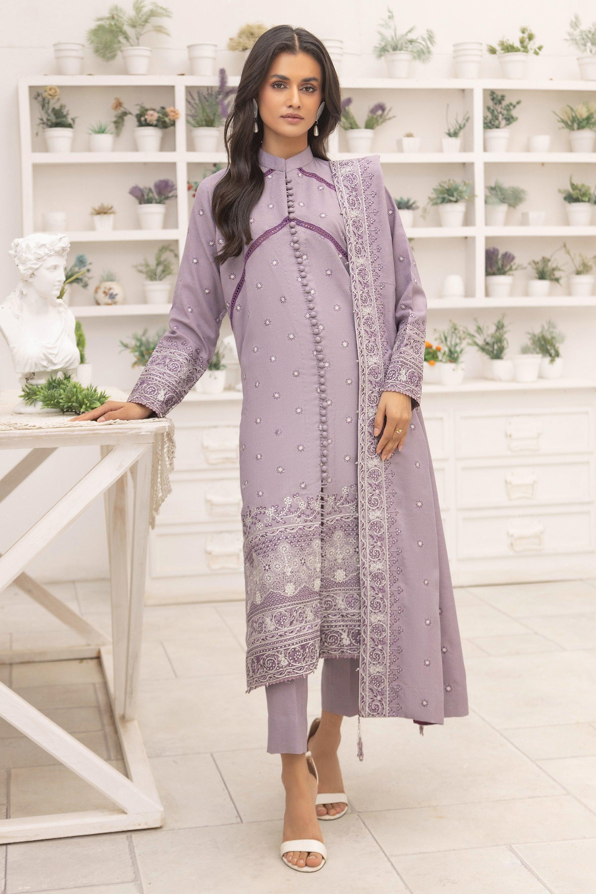 3 Piece Unstitched Wisteria Purple - SafaNoor