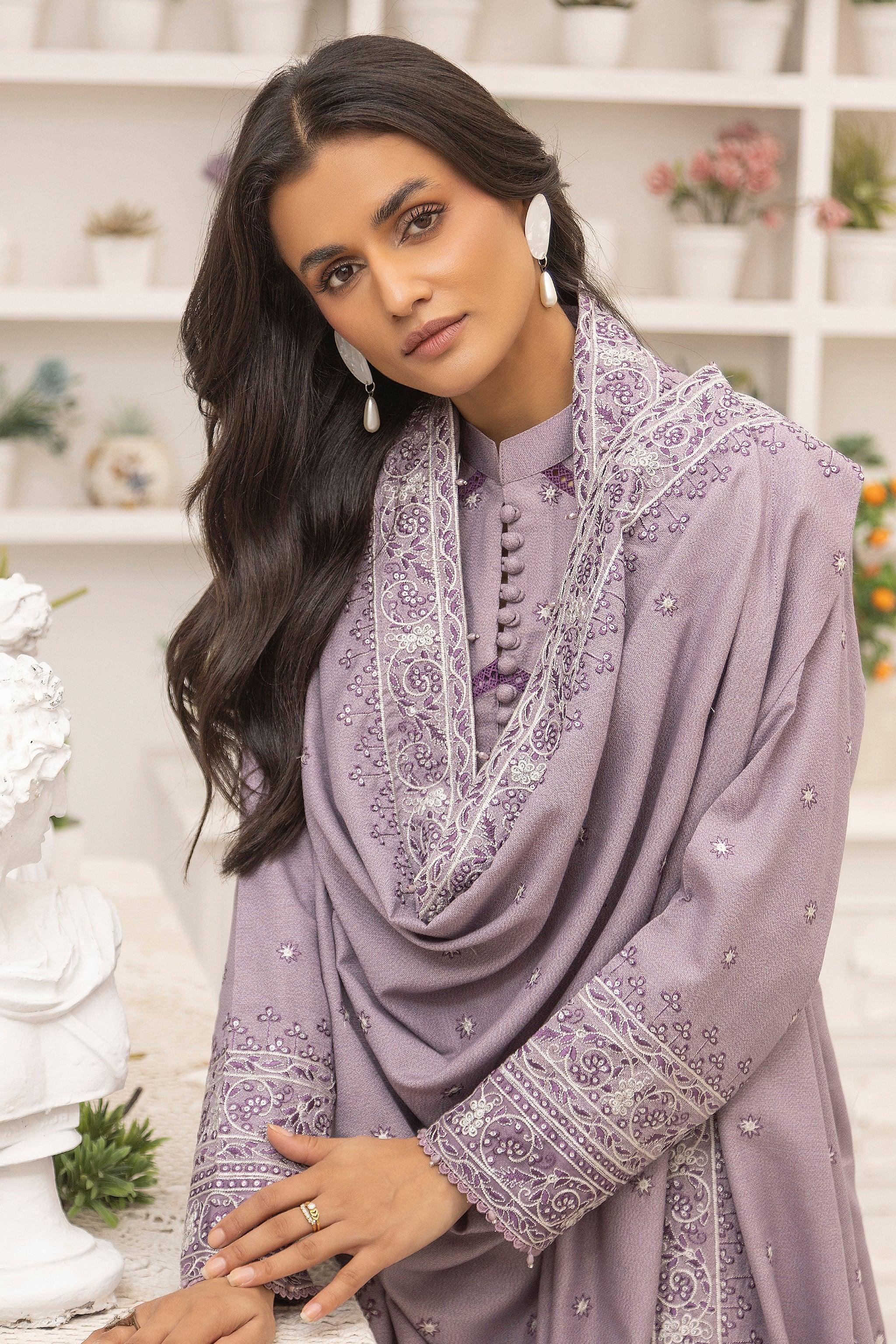 3 Piece Unstitched Wisteria Purple - SafaNoor