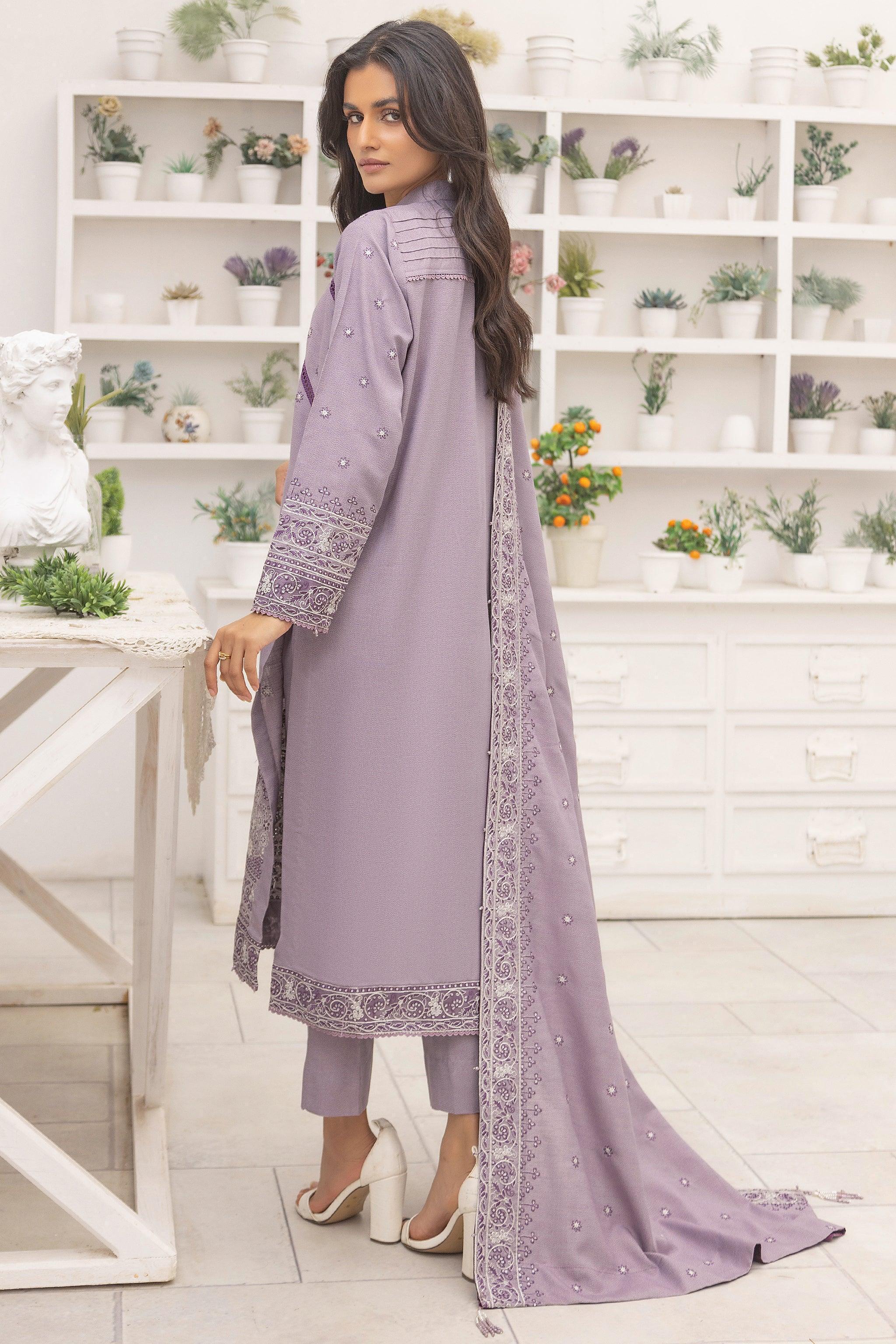 3 Piece Unstitched Wisteria Purple - SafaNoor