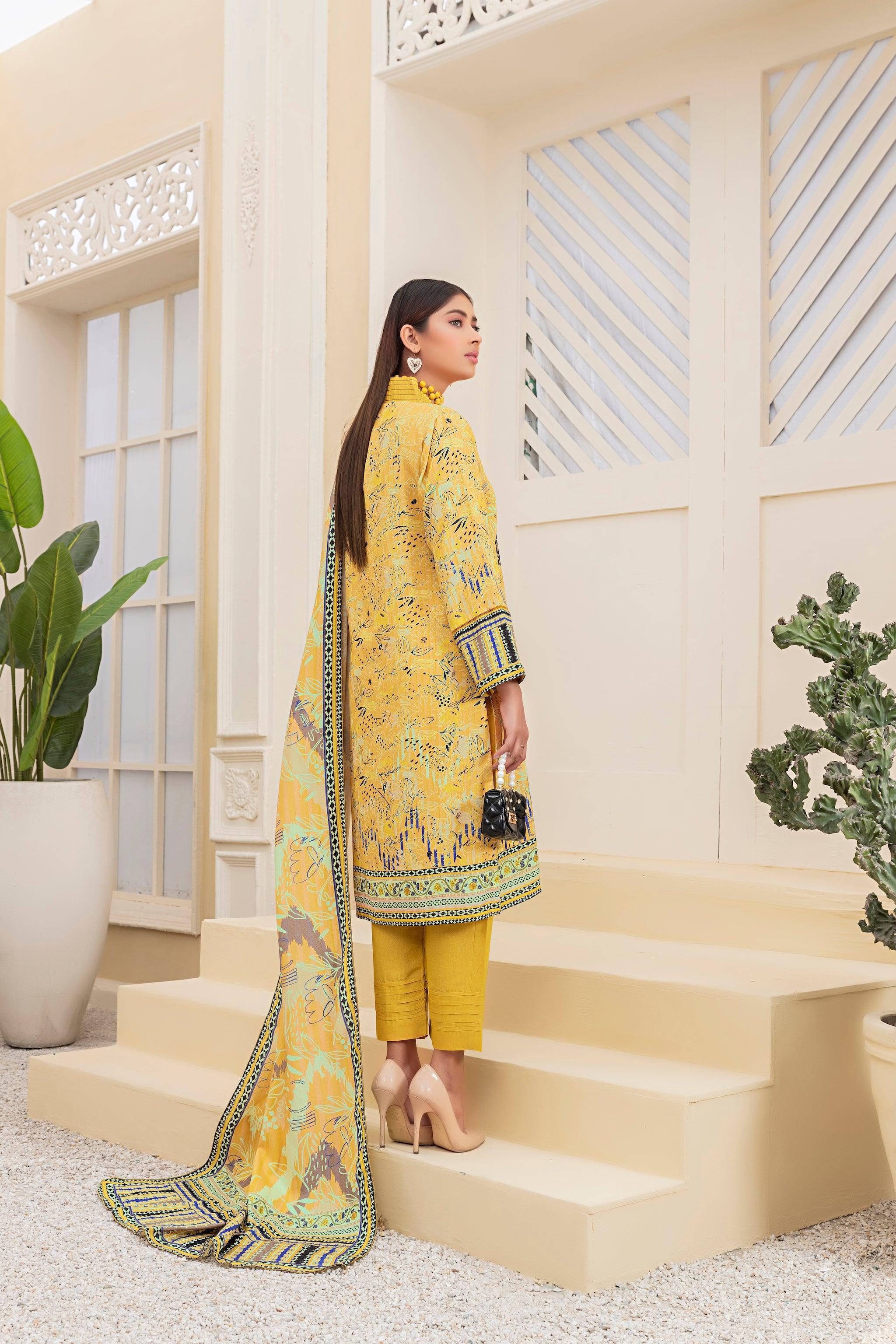 3 Piece Unstitched Yellow Embroidered Karandi - (Vol-64/10)3P-W-23-D-11 - SAFANOOR