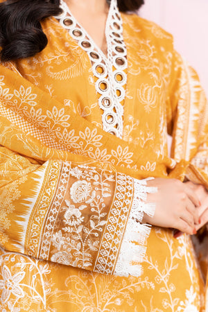 3 Piece Unstitched Yellow Printed Lawn - (Vol-107/09)3P-S-25-D2 - SAFANOOR