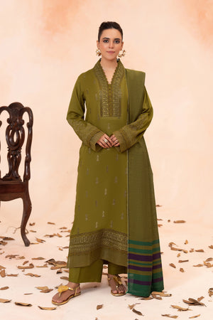 3 Piece Unstitched drab Premium Embroidered Self Jacquard Lawn Suit By Safa Noor Summer 26 Nazneen Collection