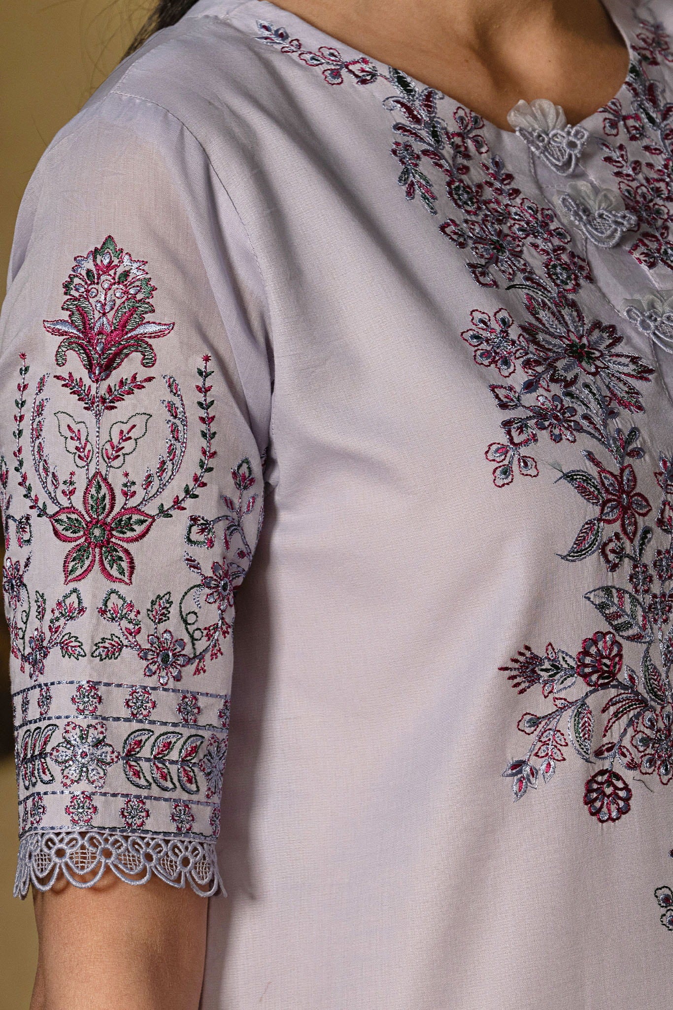 3 Piece Unstitched pastel light purple Luxury Embroidered Lawn Suit