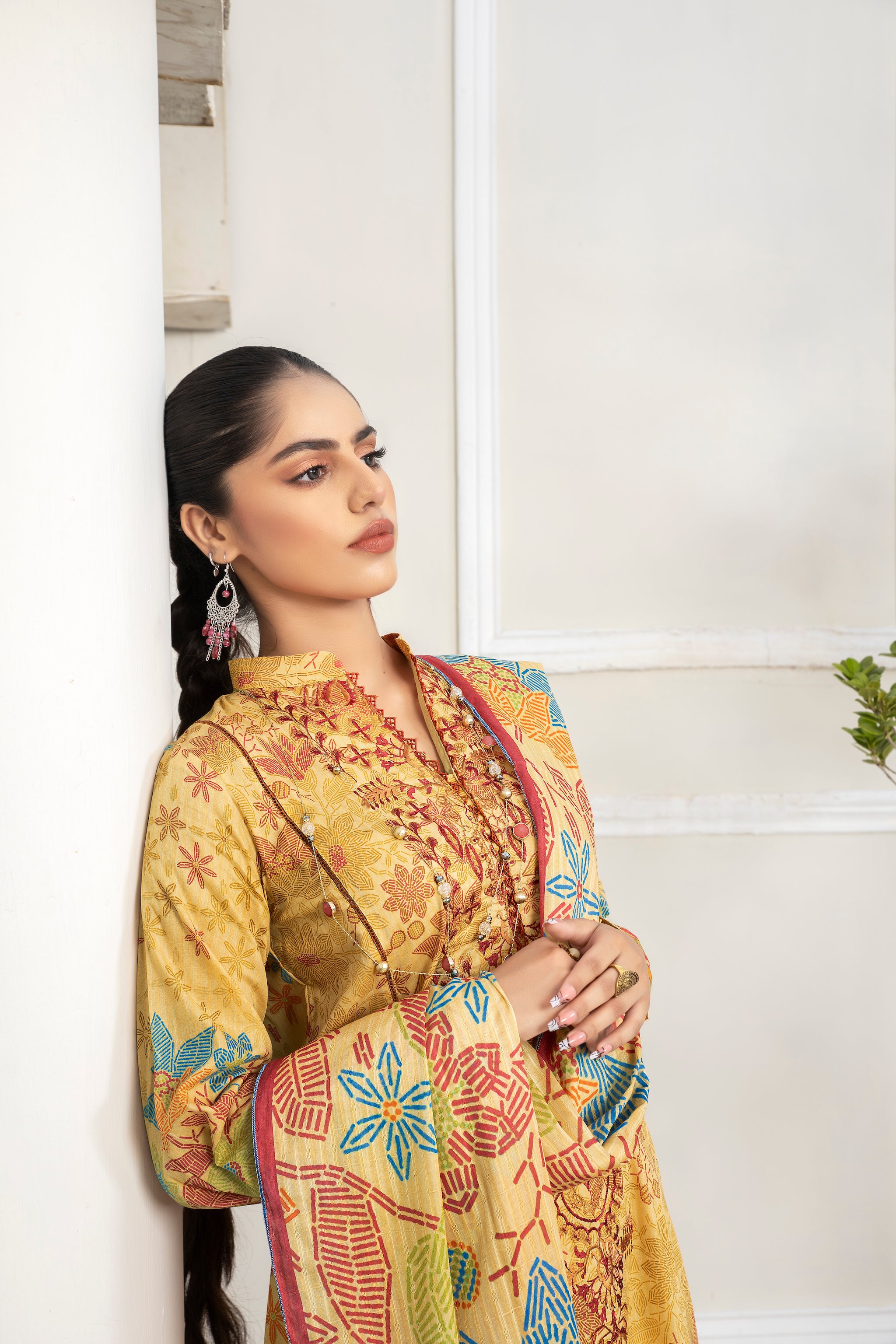 3 Piece Yellow Unstitched Embroidered Lawn - (Vol-69/20)3P-S-24-D-8 - SAFANOOR