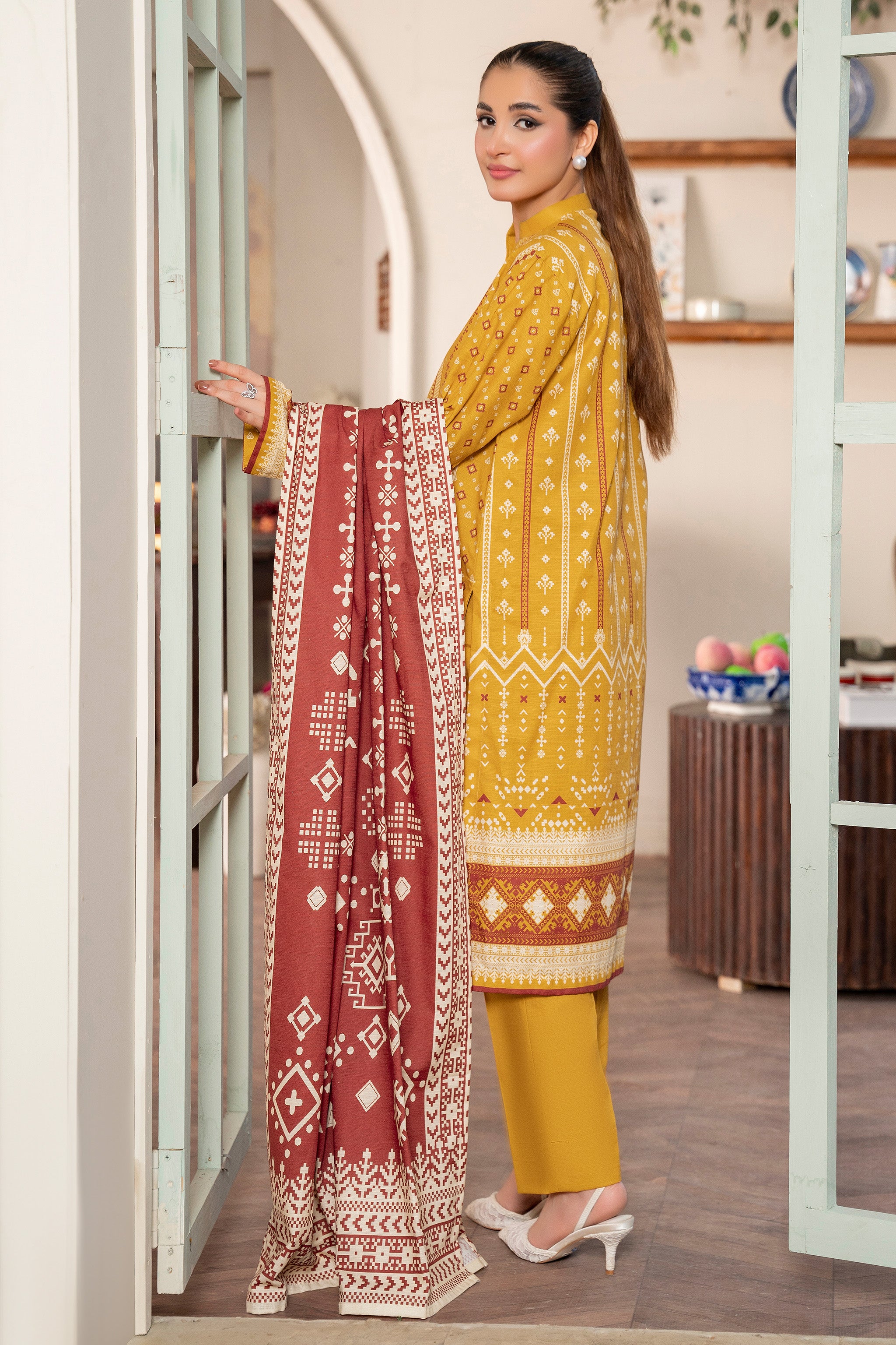 3 Piece Yellow Unstitched Printed Khaddar - (Vol-109/09)D5 - SAFANOOR