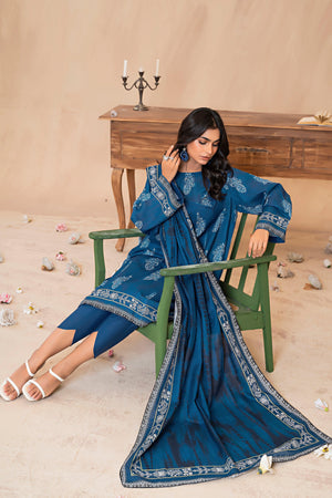 3 Piece Classic Blue Khaddar Unstitched - (Vol-79/11)3P-W-24-D-5 - SAFANOOR