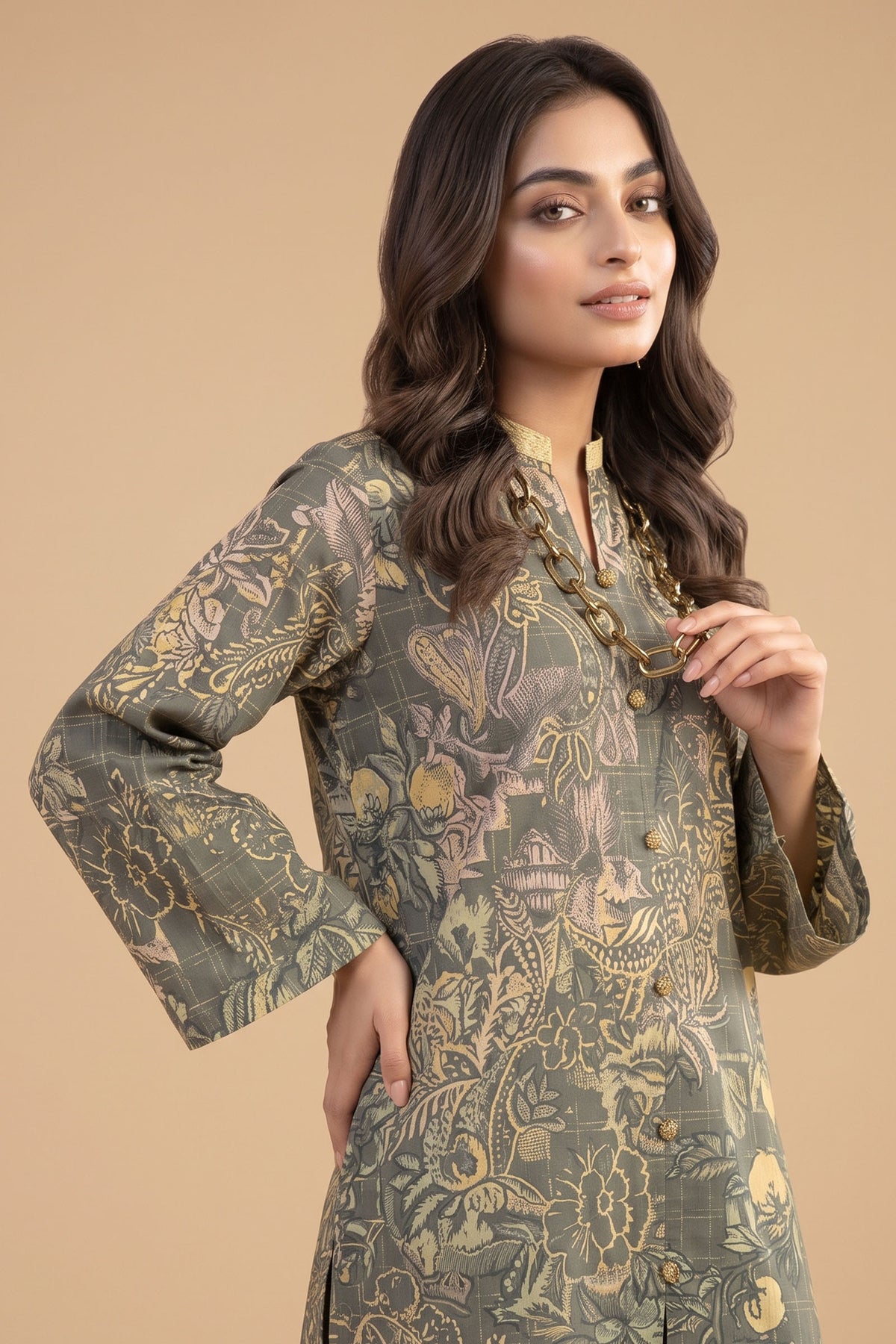 Grid Khaddar Unstitched 1 Piece Grey