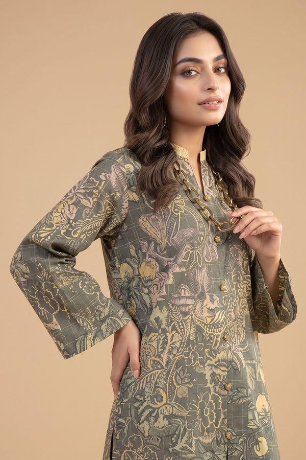 Grid Khaddar Unstitched 1 Piece Grey