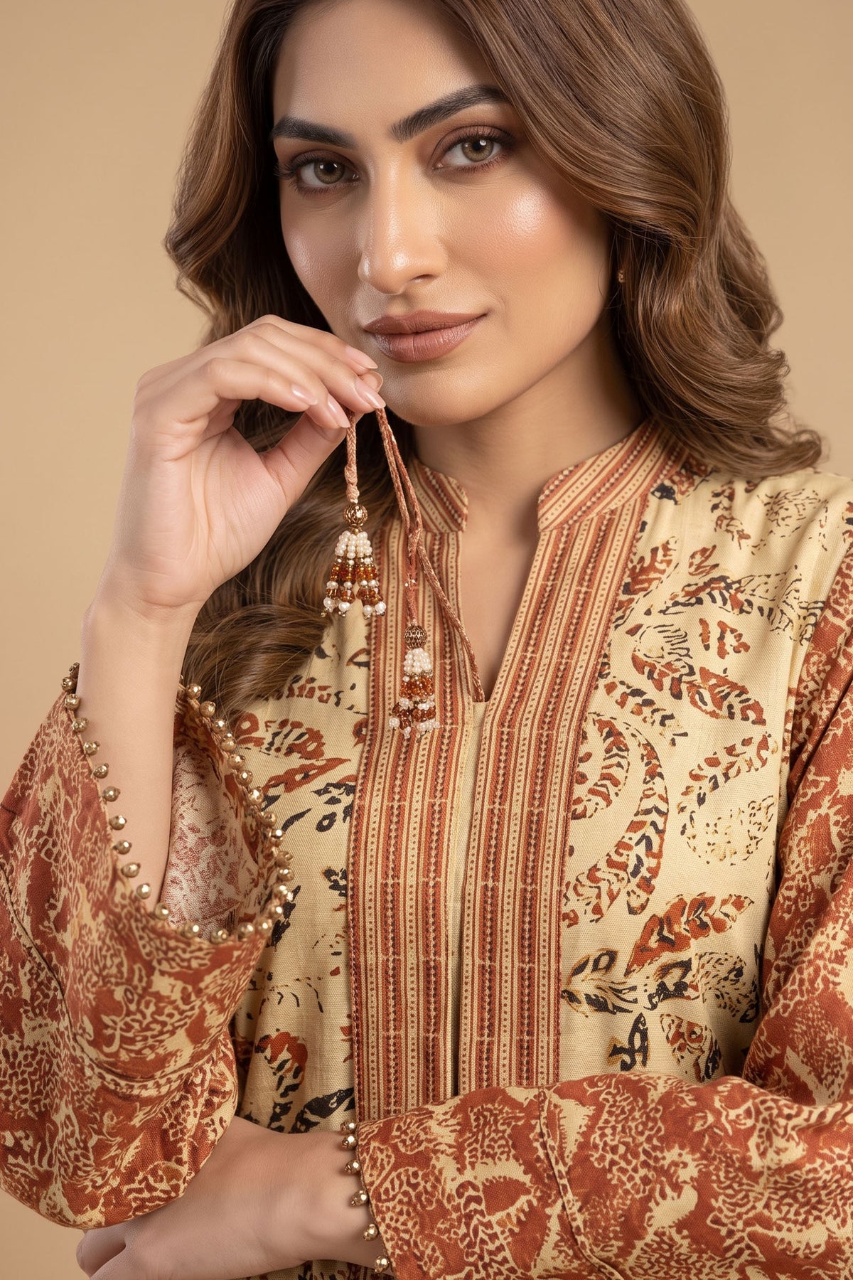 Grid Khaddar Unstitched 1 Piece Cream