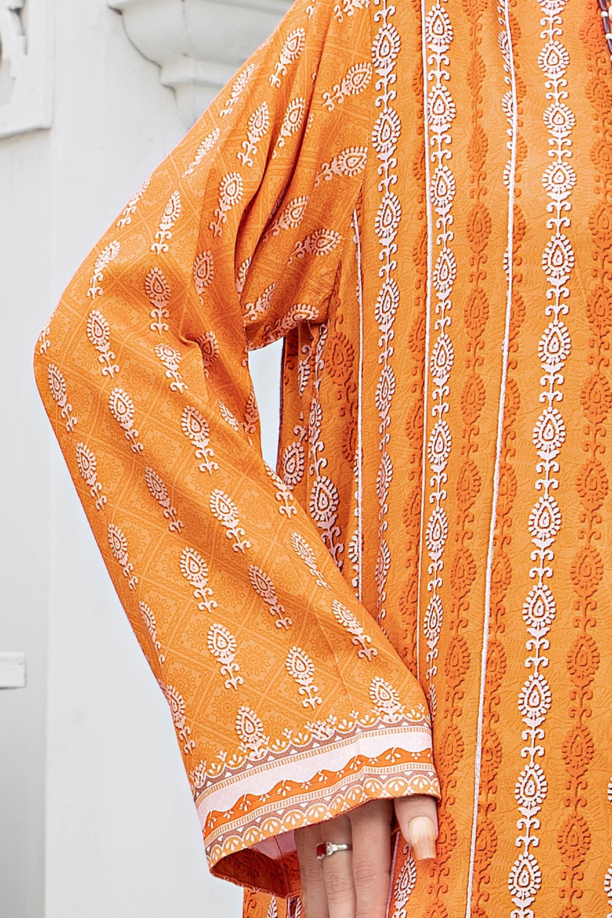 2 piece unstitched Orange Twill Marina Suit - safa noor marina collection