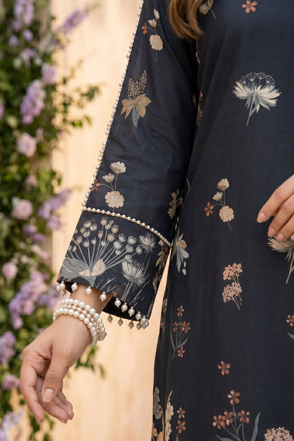 Black 3 Piece Unstitched Premium Printed Lawn