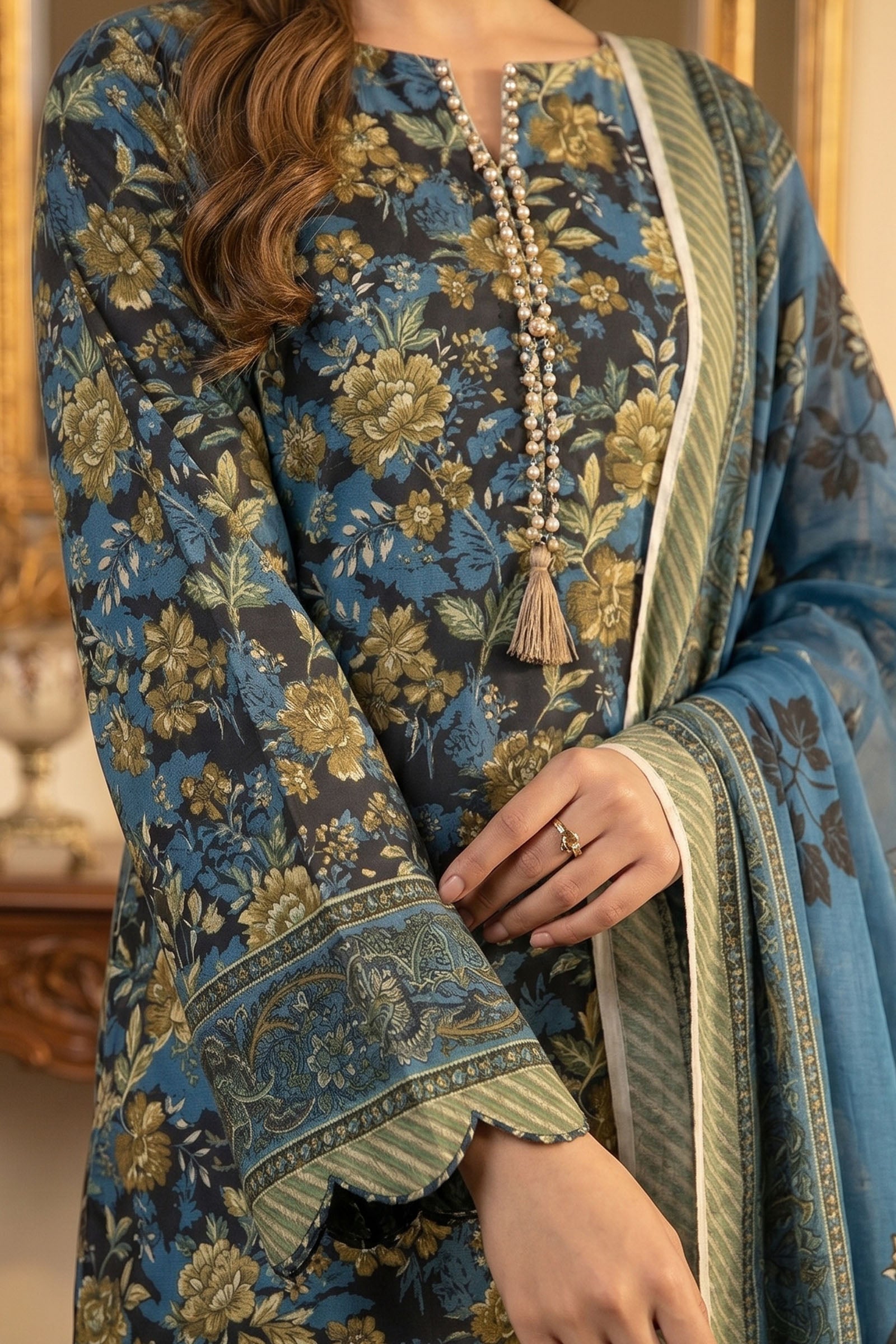 Black 3 Piece Unstitched Premium Printed Lawn