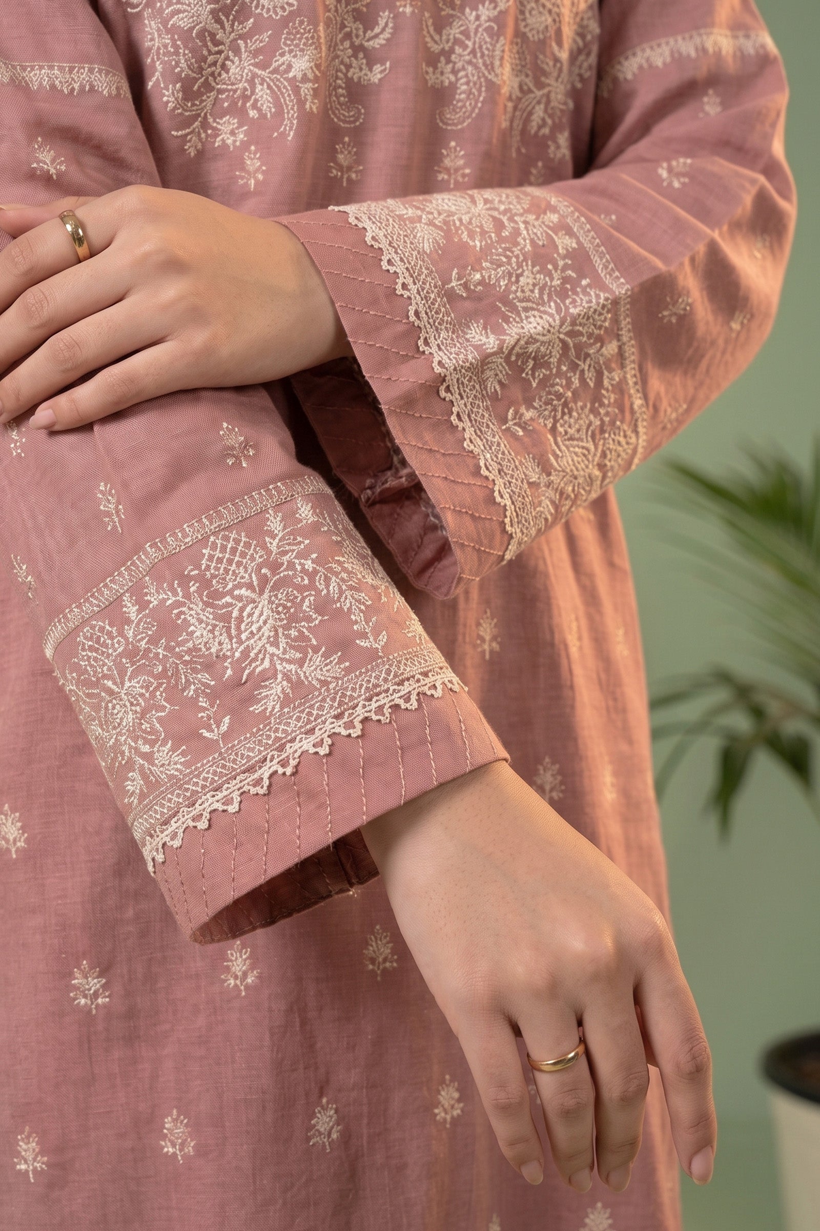 Tea Pink 2 Piece Unstitched Dyed Embroidered Lawn