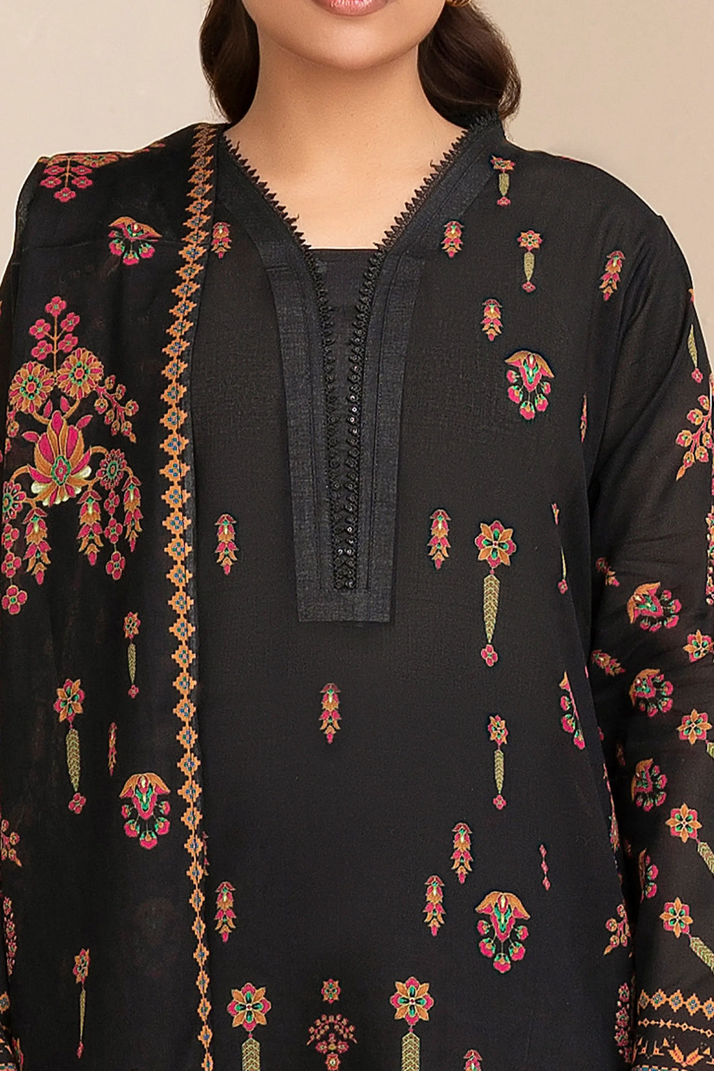 3 Piece Unstitched Black Premium Printed Lawn