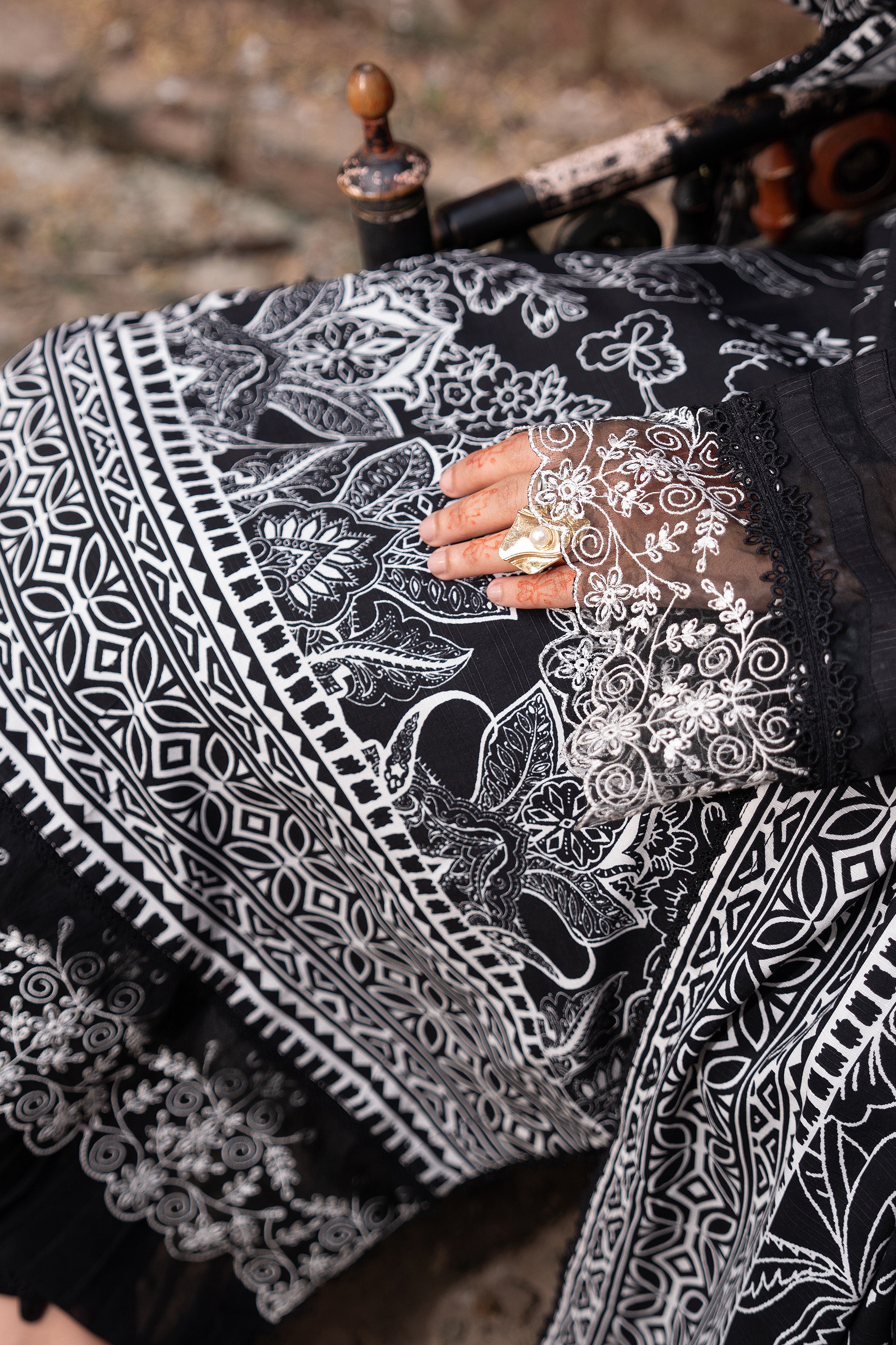 3 Piece Unstitched Black Embroidered Linen