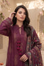 Unstitched Premium Printed 3 Piece Maroon Suit