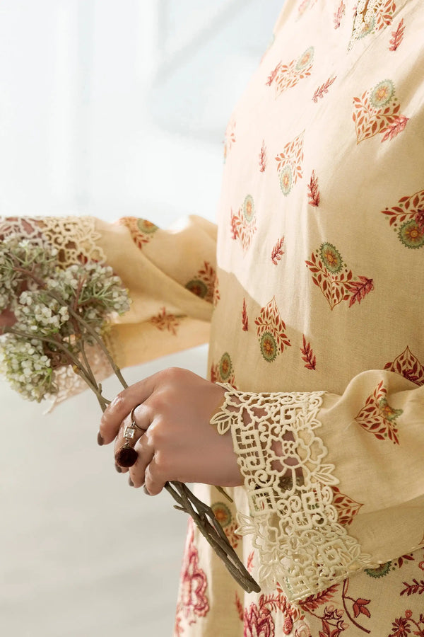 3 Piece Unstitched Desert Sand Premium Emb Jacquard Lawn
